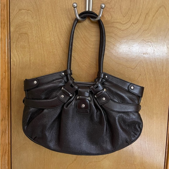 Salvatore Ferragamo Gancini Large Brown Pebbled Leather Satchel - Picture 2 of 4